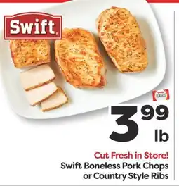 Weis Markets Swift Boneless Pork Chops or Country Style Ribs offer