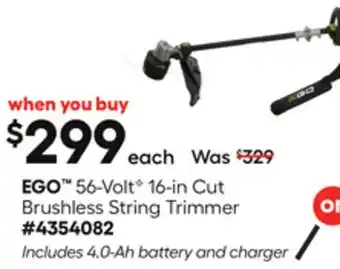 Lowe's EGO 56-VoltG 16-in Cut Brushless String Trimmer offer