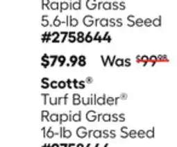 Lowe's Turf Builder Rapid Grass 16-lb Grass Seed offer