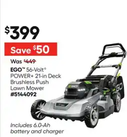 Lowe's 56-VoltG POWER+ 21-in Deck Brushless Push Lawn Mower offer