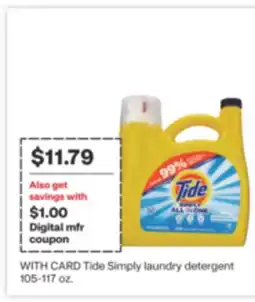 CVS Tide Simply laundry detergent 105-117 oz offer