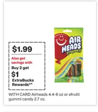 CVS Airheads 4.4-6 oz or efrutti gummi candy 2.7 oz offer