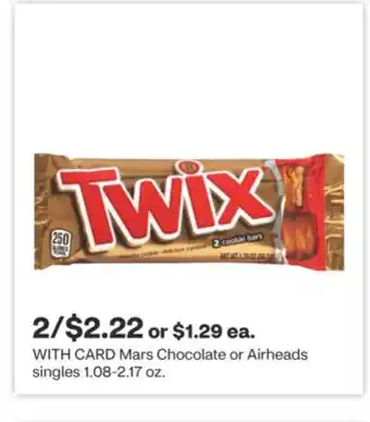 CVS Mars Chocolate or Airheads singles 1.08-2.17 oz offer