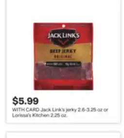 CVS Jack Link's jerky 2.6-3.25 oz or Lorissa's Kitchen 2.25 oz offer