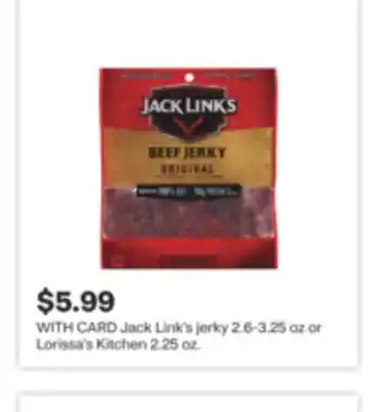 CVS Jack Link's jerky 2.6-3.25 oz or Lorissa's Kitchen 2.25 oz offer