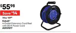 Lowe's Kobalt 4-Outlet Extension Cord Reel with 80-ft Power Cord offer