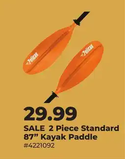 Runnings PELICAN 2 Piece Standard 87 Kayak Paddle offer