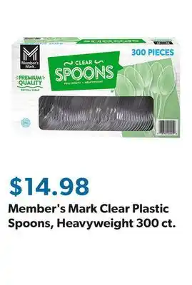 Sam's Club Member's Mark Clear Plastic Spoons, Heavyweight 300 ct offer