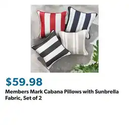 Sam's Club Members Mark Cabana Pillows with Sunbrella Fabric, Set of 2 offer