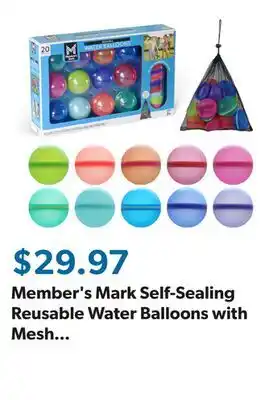 Sam's Club Member's Mark Self-Sealing Reusable Water Balloons with Mesh Storage Bag, 20 pc offer