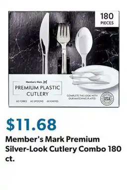Sam's Club Member's Mark Premium Silver-Look Cutlery Combo 180 ct offer