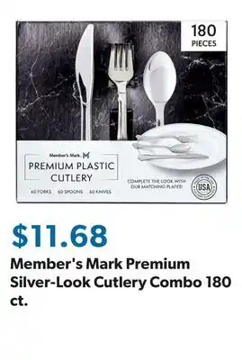 Sam's Club Member's Mark Premium Silver-Look Cutlery Combo 180 ct offer