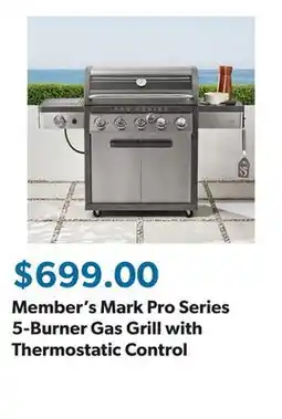 Sam's Club Member's Mark Pro Series 5-Burner Gas Grill with Thermostatic Control offer