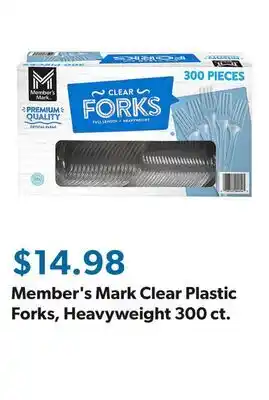 Sam's Club Member's Mark Clear Plastic Forks, Heavyweight 300 ct offer