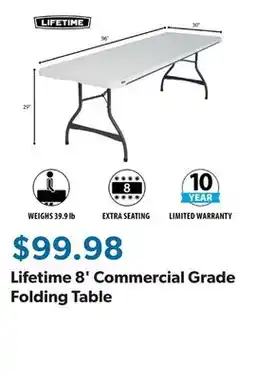 Sam's Club Lifetime 8' Commercial Grade Folding Table offer