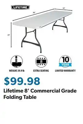 Sam's Club Lifetime 8' Commercial Grade Folding Table offer