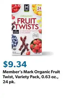 Sam's Club Member's Mark Organic Fruit Twist, Variety Pack, 0.63 oz., 24 pk offer