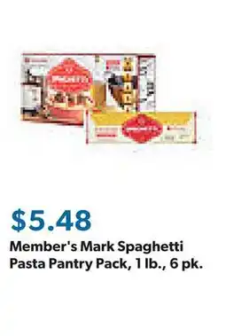 Sam's Club Member's Mark Spaghetti Pasta Pantry Pack, 1 lb., 6 pk offer
