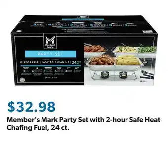 Sam's Club Member's Mark Party Set with 2-hour Safe Heat Chafing Fuel, 24 ct offer