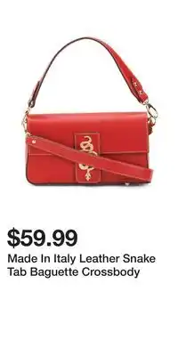 TJ Maxx Made In Italy Leather Snake Tab Baguette Crossbody offer