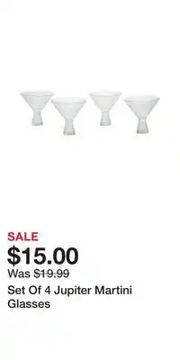 TJ Maxx Set Of 4 Jupiter Martini Glasses offer