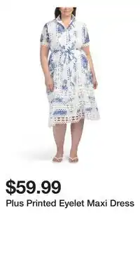 TJ Maxx Plus Printed Eyelet Maxi Dress offer