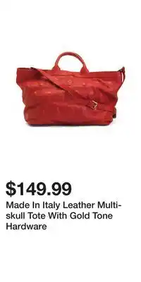 TJ Maxx Made In Italy Leather Multi-skull Tote With Gold Tone Hardware offer
