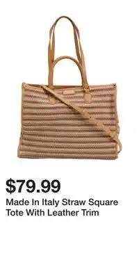 TJ Maxx Made In Italy Straw Square Tote With Leather Trim offer