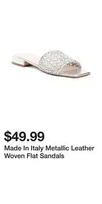 TJ Maxx Made In Italy Metallic Leather Woven Flat Sandals offer