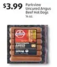 Aldi Parkview Uncured Angus Beef Hot Dogs offer