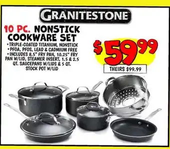 Ollie's GRANITESTONE 10 PC. NONSTICK COOKWARE SET offer