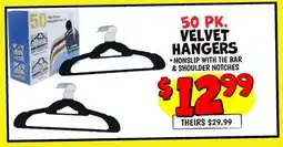 Ollie's 50 PK. VELVET HANGERS offer
