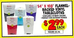 Ollie's 54 X 108 FLANNEL-BACKED VINYL TABLECLOTHS offer