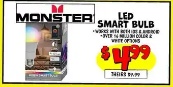 Ollie's LED MONSTER SMART BULB offer