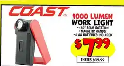 Ollie's COAST 1000 LUMEN WORK LIGHT offer