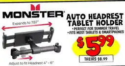 Ollie's MONSTER AUTO HEADREST TABLET HOLDER offer