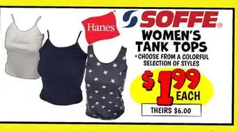 Ollie's SOFFE Hanes WOMEN'S TANK TOPS offer