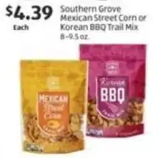 Aldi Southern Grove Mexican Street Corn or Korean BBQ Trail Mix offer