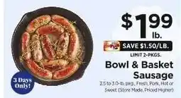 ShopRite Bowl & Basket Sausage offer
