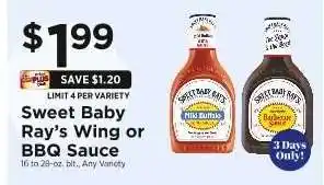 ShopRite Sweet Baby Ray’s Wing or BBQ Sauce offer