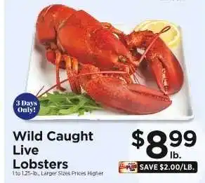 ShopRite Wild Caught Live Lobsters offer