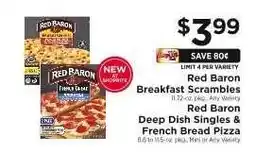 ShopRite Red Baron Breakfast Scrambles & Red Baron Deep Dish Singles & French Bread Pizza offer