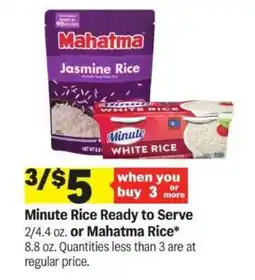 Meijer Minute Rice Ready to Serve or Mahatma Rice offer
