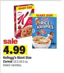 Meijer Kellogg's Giant Size Cereal offer