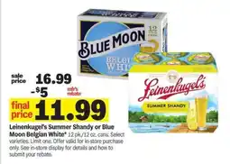 Meijer Leinenkugel's Summer Shandy or Blue Moon Belgian White offer