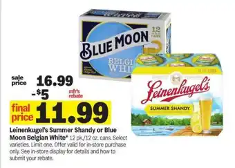 Meijer Leinenkugel's Summer Shandy or Blue Moon Belgian White offer