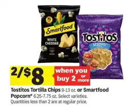 Meijer Tostitos Tortilla Chips or Smartfood Popcorn offer