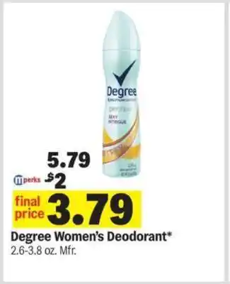Meijer Degree Women's Deodorant offer