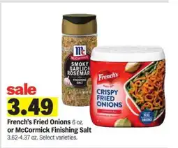 Meijer French's Fried Onions or McCormick Finishing Salt offer
