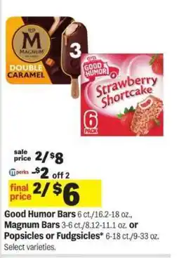 Meijer Good Humor Bars, Magnum Bars, Popsicles or Fudgsicles offer